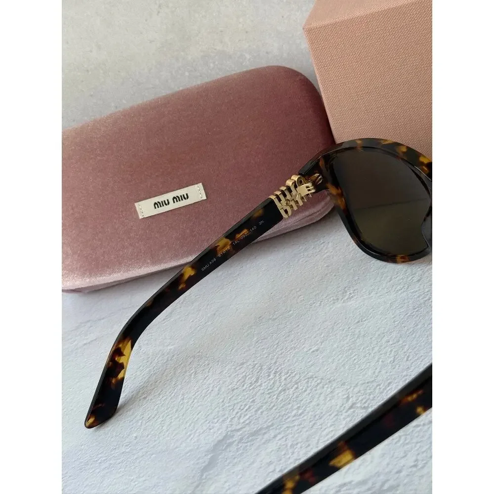 NEW Miu Miu MU A08S Brown Havana Oversized Sunglasses $578